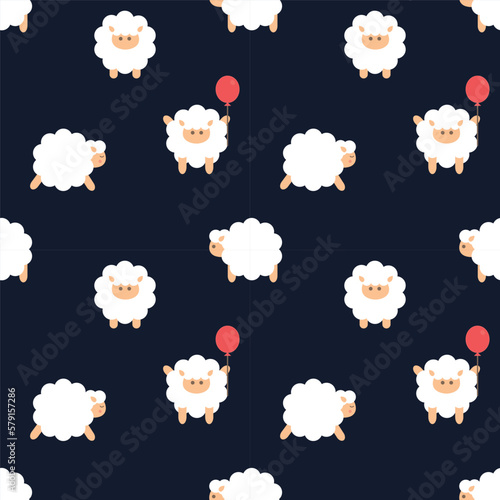 cute lambs. Sweet dreams. four sheep. emotion. good night. vector illustration. simple flat web icons. collection  of animals. children's pattern with lambs. cute seamless bright background. alpaca