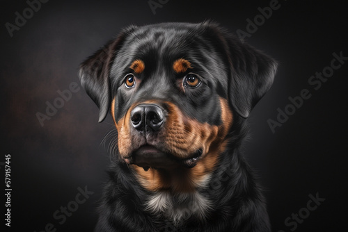 Powerful and Loyal Rottweiler Dog Image on Dark Background