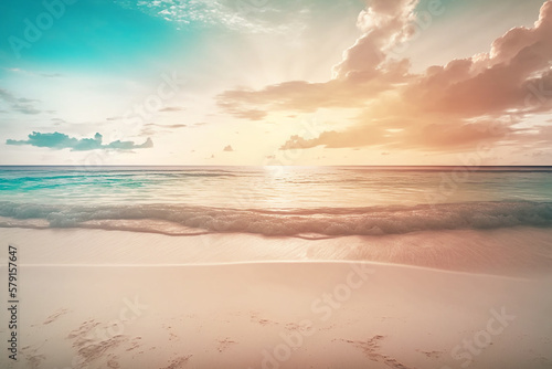 Pastel colors at beach sunset. generative AI