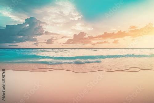 Pastel colors at beach sunset. generative AI