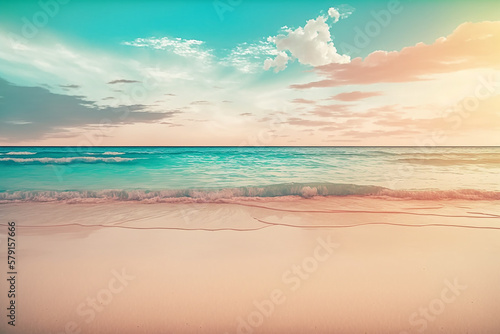 Pastel colors at beach sunset. generative AI