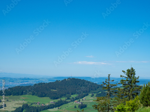 Zurich, Switzerland - June 12th 2022: View towards Bachtel, a famous viewpoint around Zurich