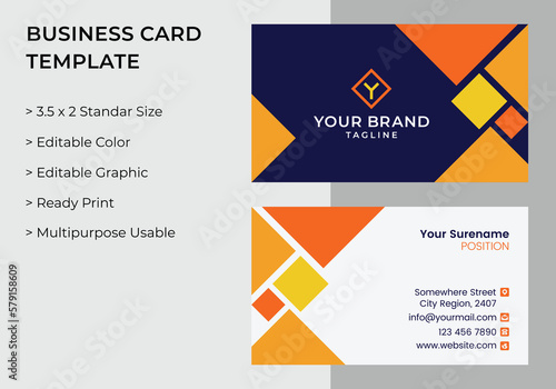 Modern abstract clean corporate business card design template