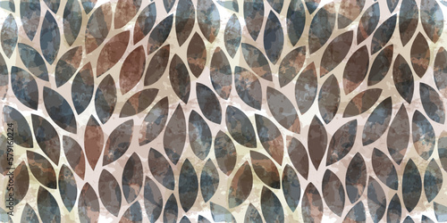Watercolor leaves seamless vector pattern. foliage leaves background, textured jungle print