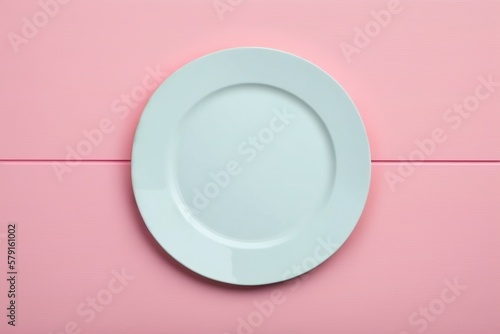 white plate on a pink wooden background