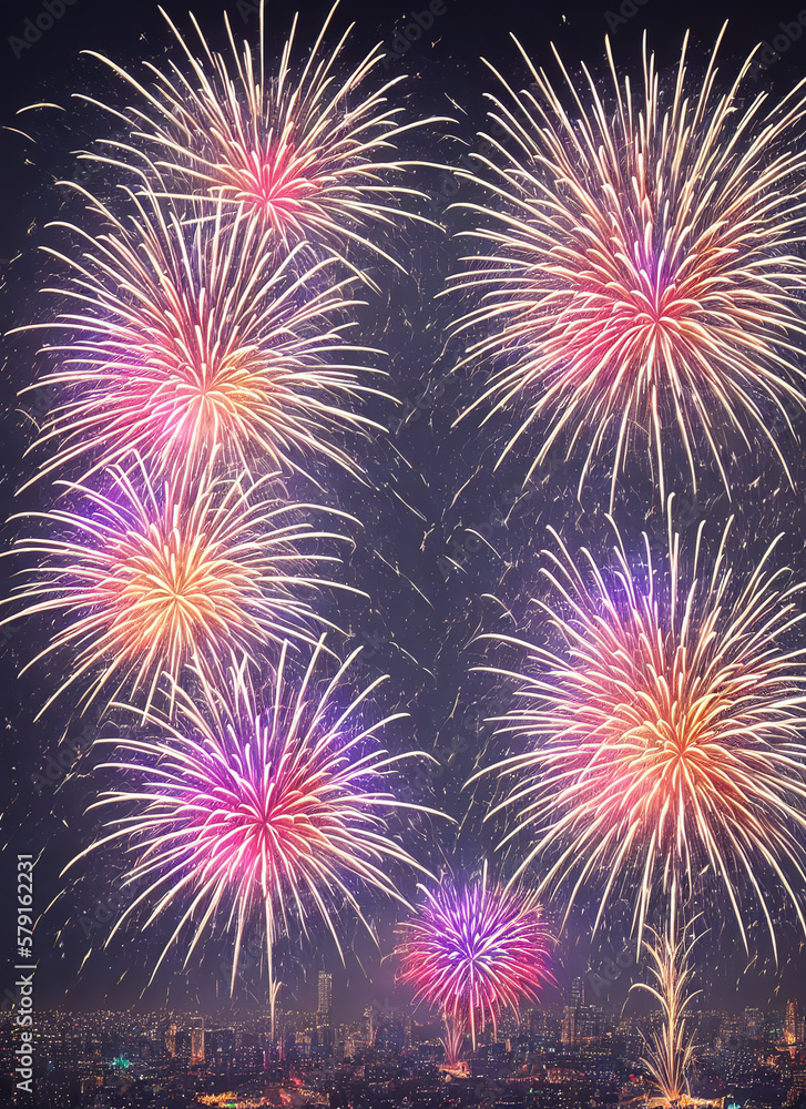 New year's eve fireworks. Holiday concept. AI generated New year's eve fireworks. Holiday concept. AI generated