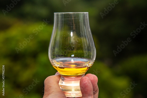 single malt scotch whisky in glencairn glass photo