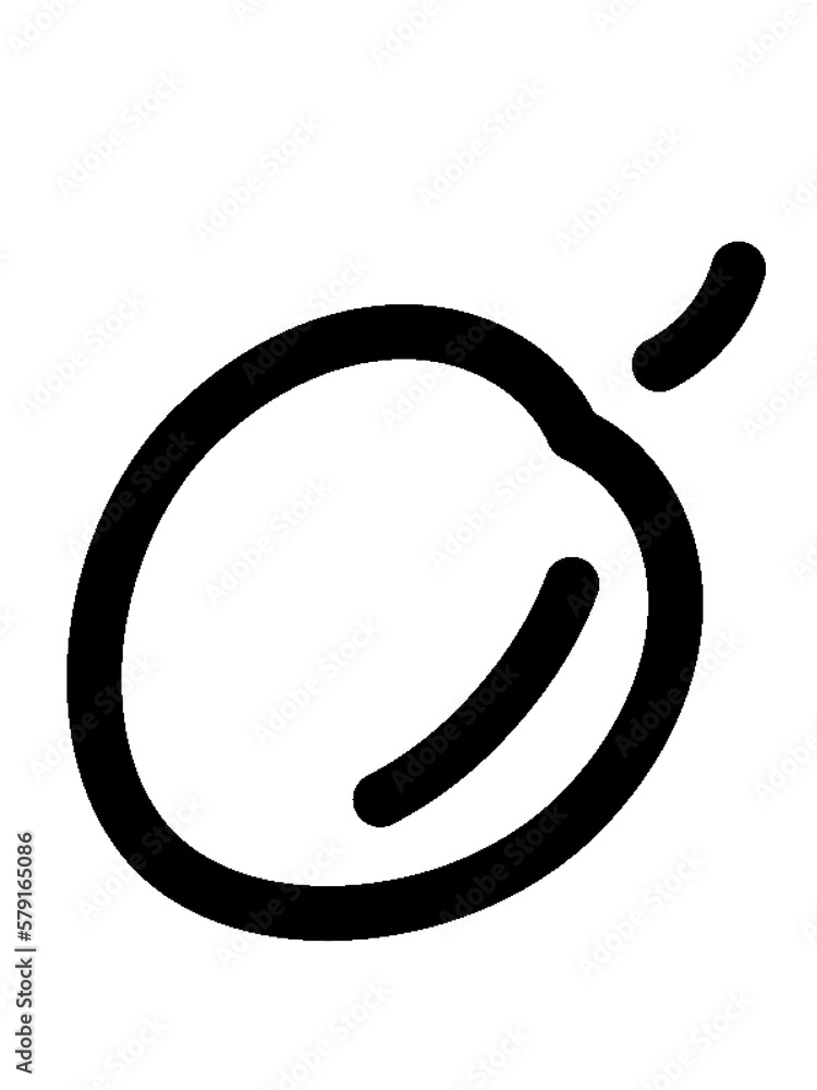 Plum icon. Hand drawn illustration of plum icon for web design Plum icon. Hand drawn illustration of plum icon for web design