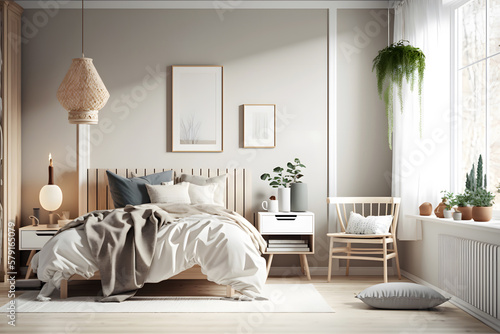 Light academia bedroom, AI generative