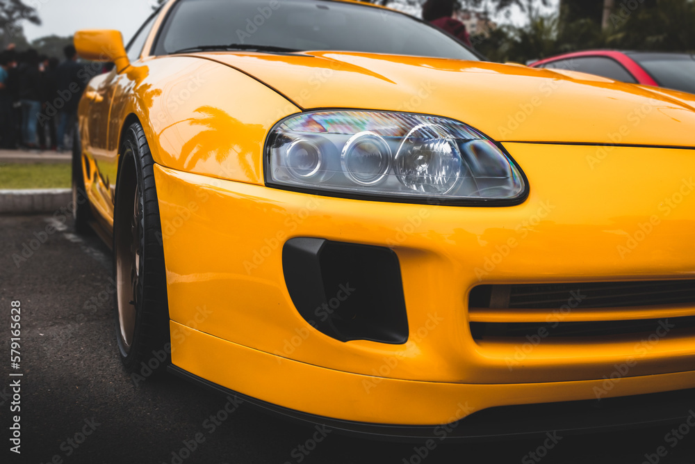 Lima, Peru; July 2018 Toyota supra mk4 in amazing yellow color. JDM