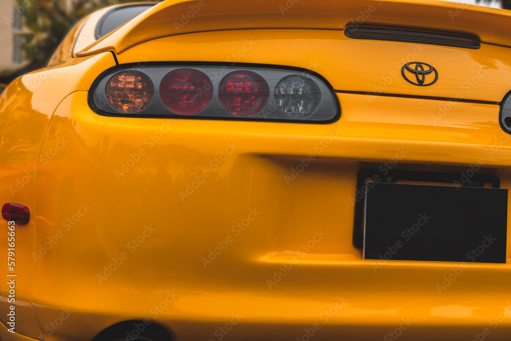 Lima, Peru; July 2018 Toyota supra mk4 in amazing yellow color. JDM