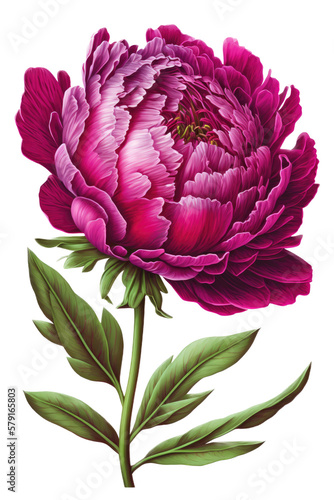 isolated pink, hot pink, peony flower, spring, decorative floral illustration, transparent background, png, horizontal, vertical, springtime, floral, generative ai