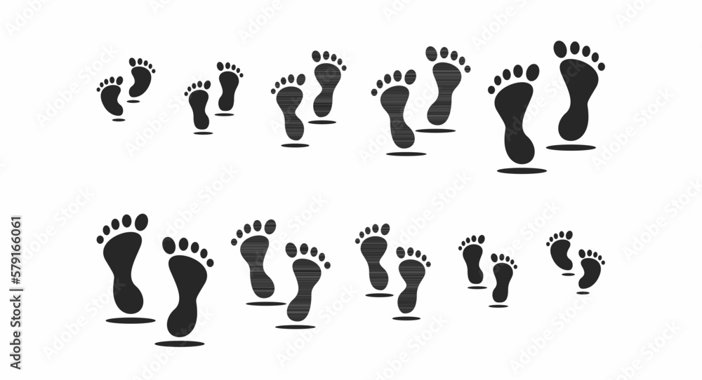 Footprint icon set isolated on white background. Vector illustration, Footprint icon set isolated on white background. Vector illustration,