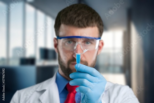 Science Laboratory  Scientist work with Doing Analysis.