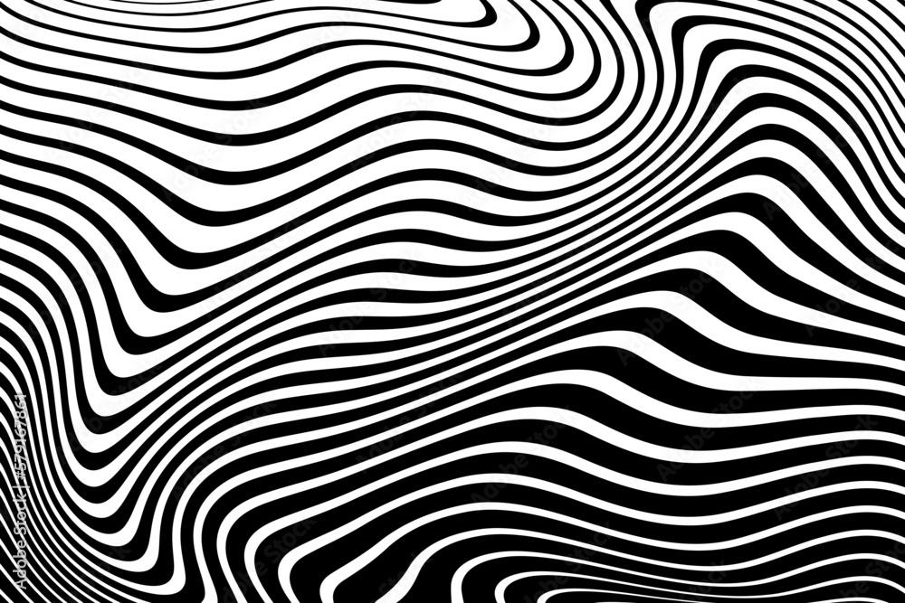 Abstract Halftone Wavy Lines Pattern with 3D Illusion Effect.