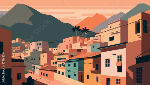 brazilian cities landscape, minimalist vector illustration