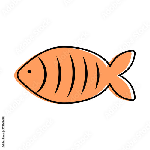 French April Fool's Day. Poisson d'avril. One color fish for your design. White background. Vector illustration