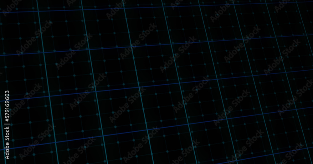 Composition of grid with blue lines on black background