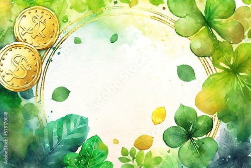 Saint Patrick's day watercolor frame. Generative AI