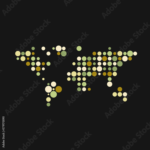 World Silhouette Pixelated pattern map illustration