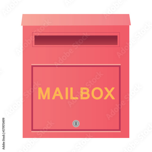 Red mailbox on white background