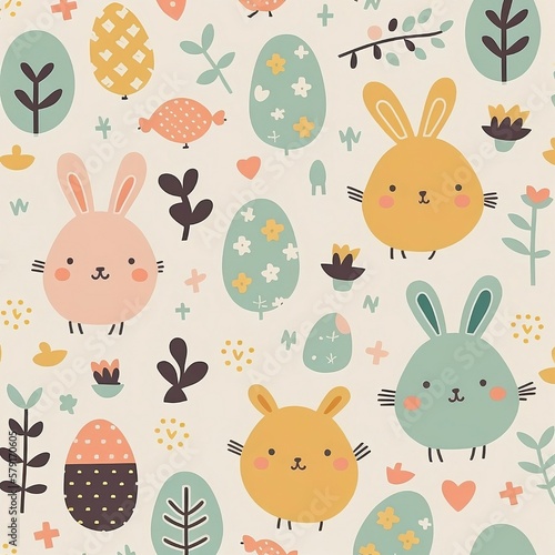 Easter pattern. bunny and eggs