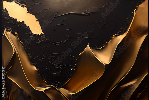 Black and Gold Abstract Mountain Wallpaper - AI Generative