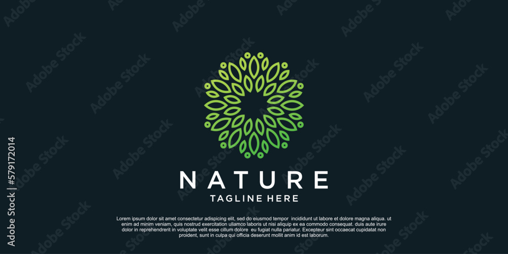 Nature logo design with unique concept Premium Vector