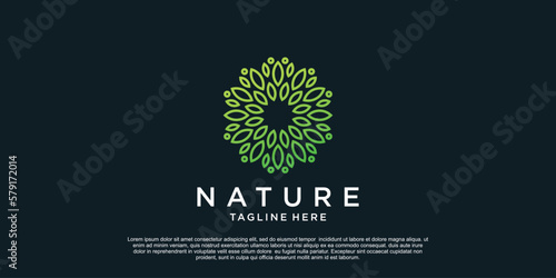 Nature logo design with unique concept Premium Vector