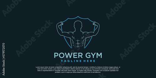 Power gym logo design unique concept Premium Vector