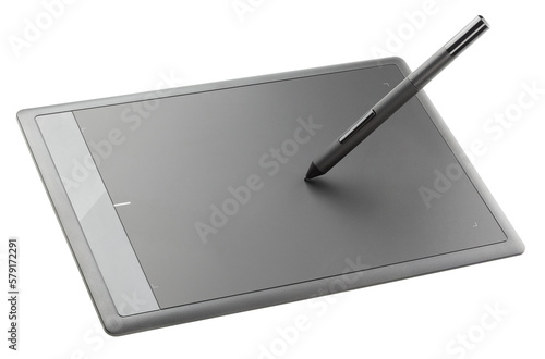 Modern unbranded graphic tablet isolated on transparent background photo