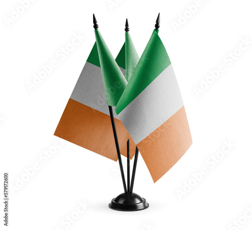 Small national flags of the Ireland on a white background photo