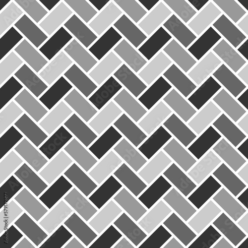 Herringbone pattern. Rectangle slabs tessellation. Seamless surface design with slanted blocks tiling. Floor cladding bricks. Repeated tiles ornament background. Mosaic motif. Pavement wallpaper.