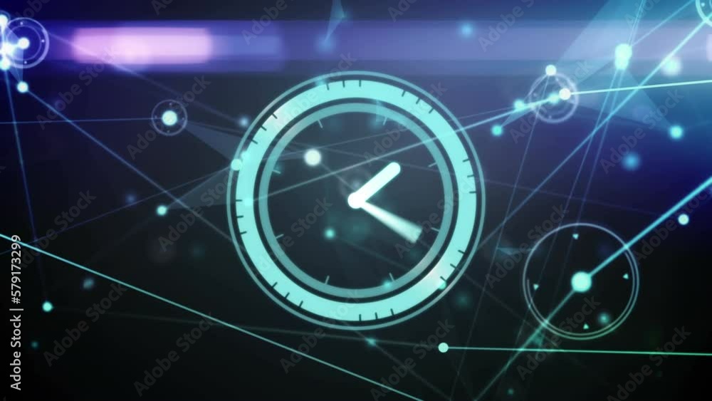 Animation of networks of connections with clock ticking Animation of networks of connections with clock ticking
