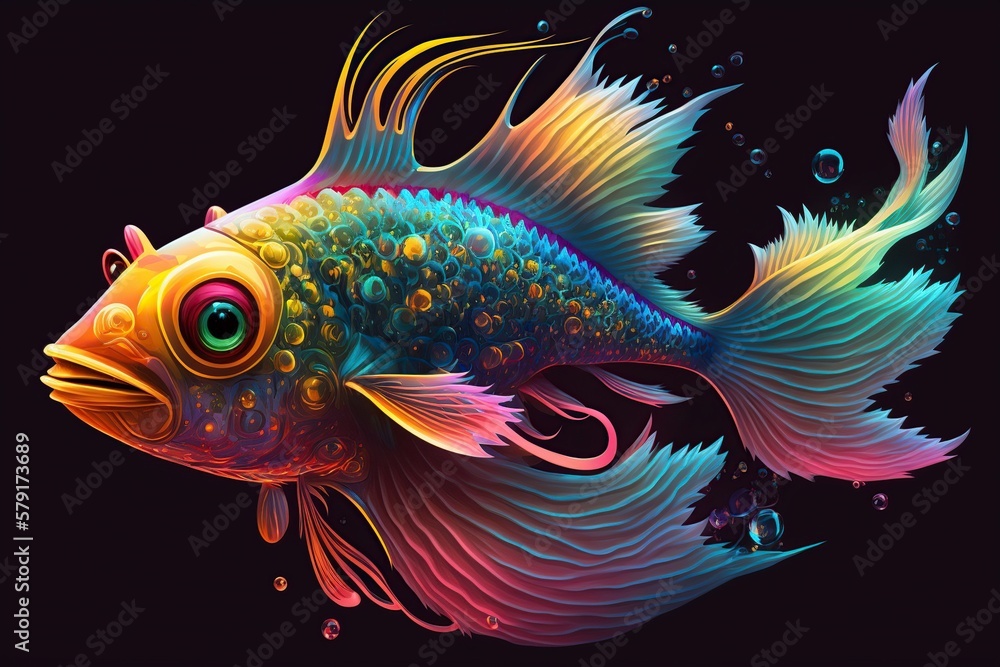 illustration, a brightly colored fish, generative ai illustration, a brightly colored fish, generative ai