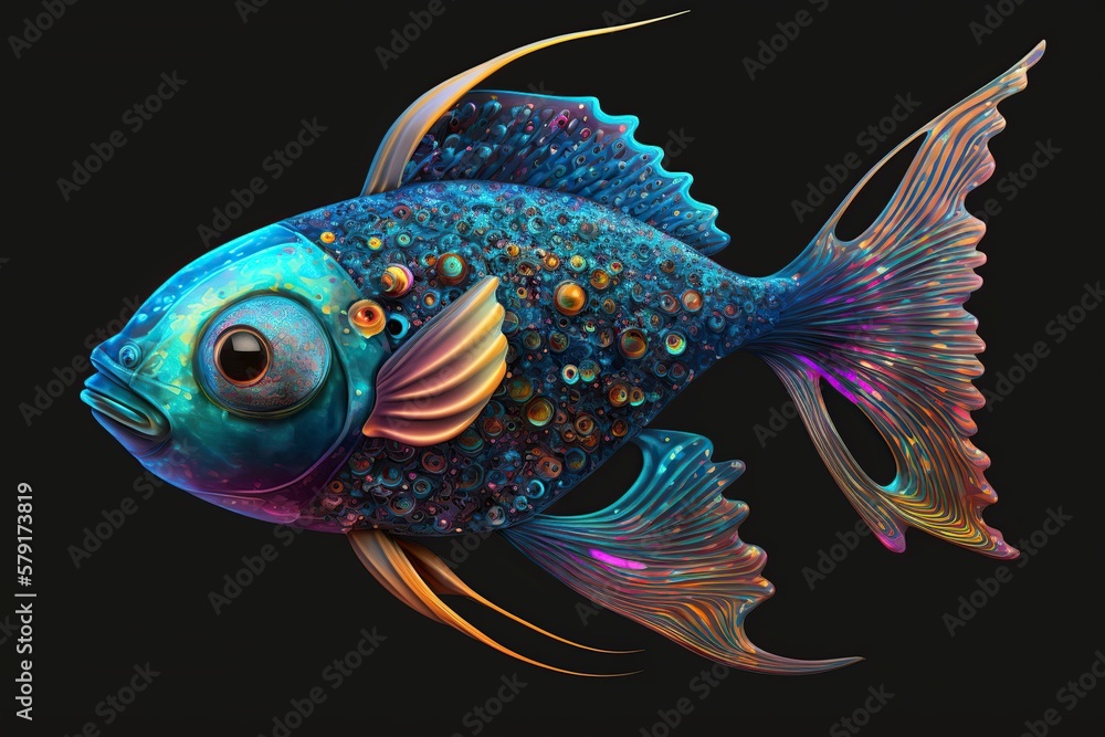 Fototapeta premium illustration, a brightly colored fish, generative ai
