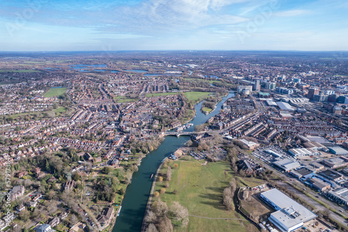 beautiful aerial view of the Reading, Berkshire, England