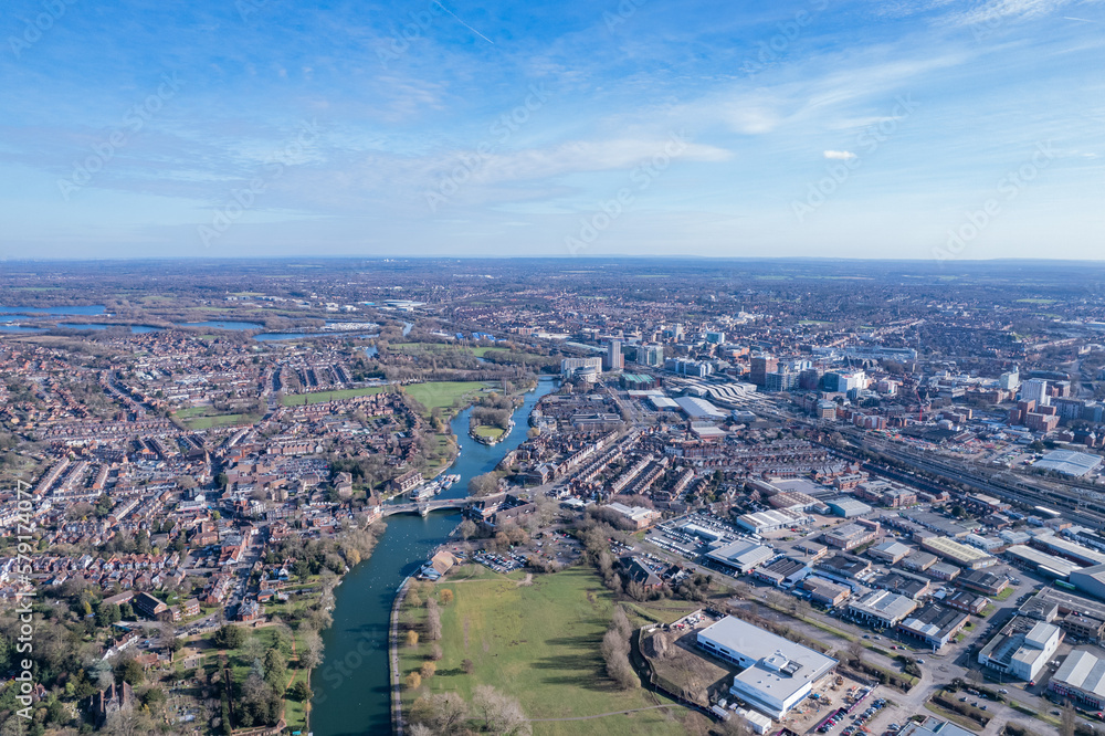 beautiful aerial view of the Reading, Berkshire, England