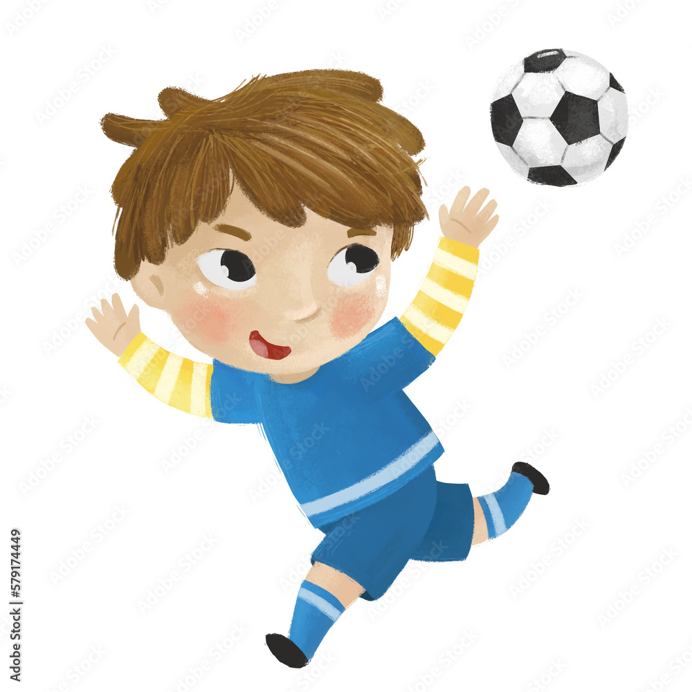 cartoon scene with kid playing running sport ball soccer football - illustration for children cartoon scene with kid playing running sport ball soccer football - illustration for children