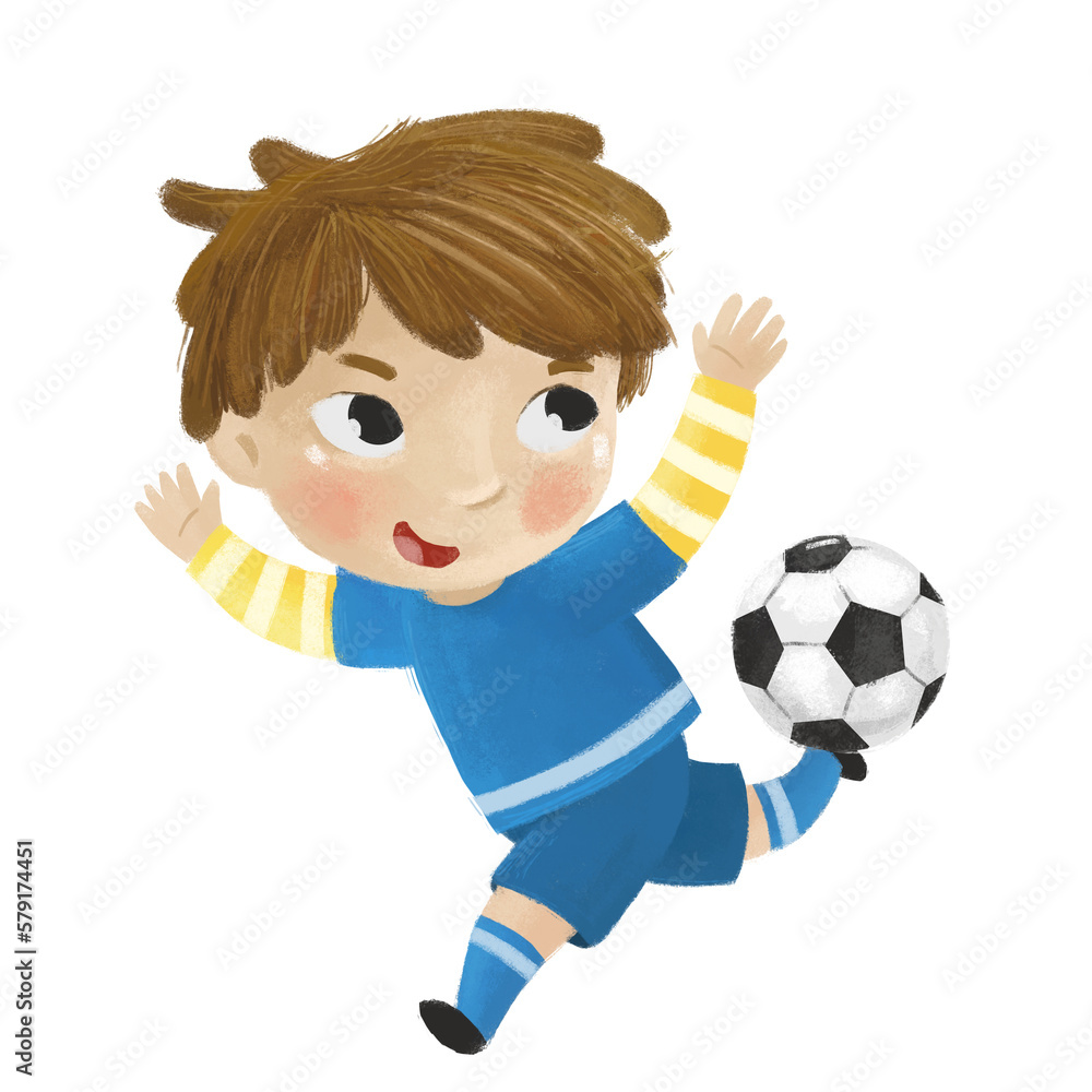 cartoon scene with kid playing running sport ball soccer football - illustration for children cartoon scene with kid playing running sport ball soccer football - illustration for children