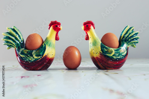 easter eggs and chicken photo