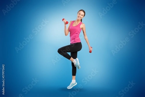 Female Athlete Exercising Training. Fitness Workout
