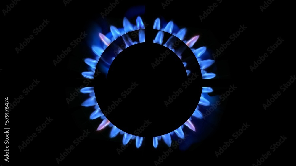3D rendering of a kitchen burner glowing at night, close up 3D rendering of a kitchen burner glowing at night, close up