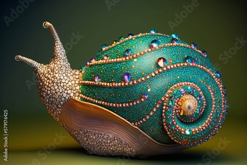 Sea Snail with Glittering Jewels on its Shell