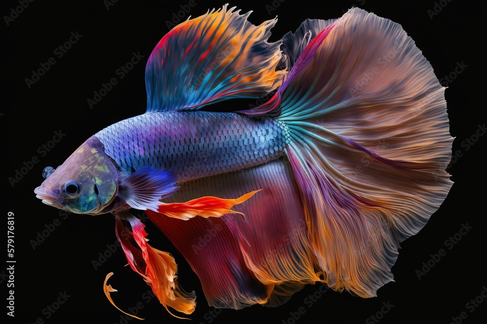 illustration, cute and colorful betta fish with a beautiful long tail, ai generative illustration, cute and colorful betta fish with a beautiful long tail, ai generative