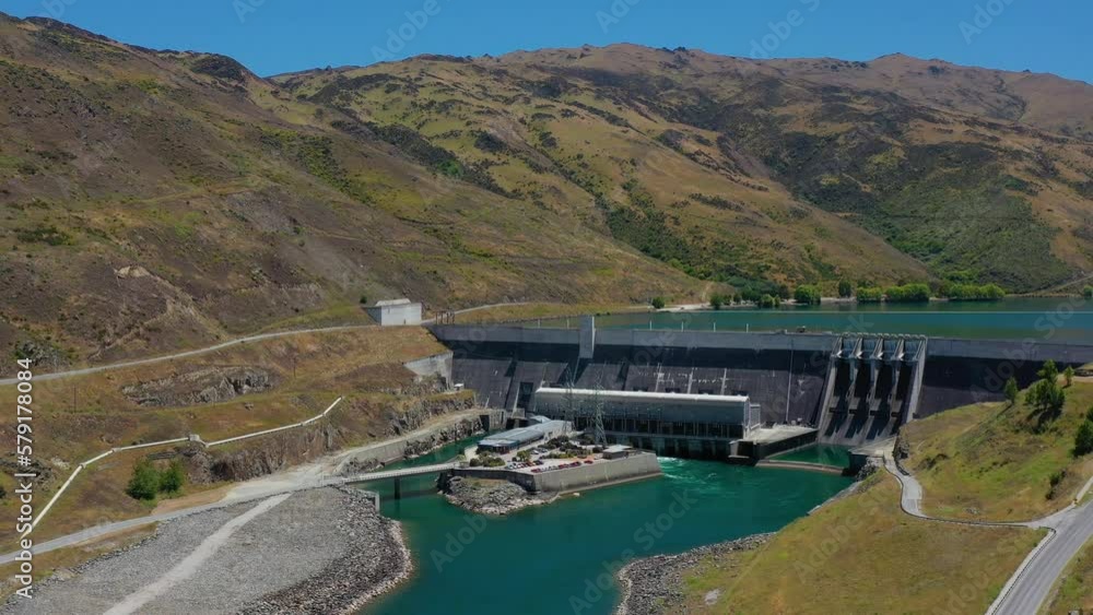 Clyde Dam, Clutha River. Aerial shot. New Zealand, Otago, South Island
Clyde Dam, Clutha River. Aerial shot. New Zealand, Otago, South Island