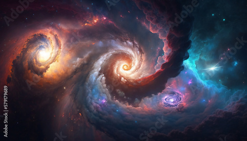A view from space to a galaxy - Stars and nebula in space - Space wallpaper - Generative AI