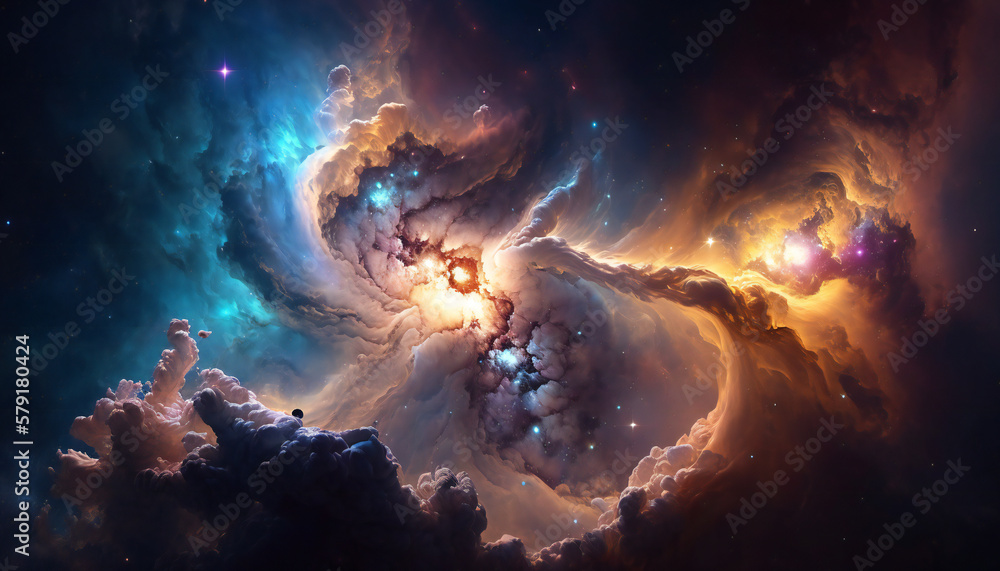 A view from space to a galaxy - Stars and nebula in space - Space wallpaper - Generative AI A view from space to a galaxy - Stars and nebula in space - Space wallpaper - Generative AI