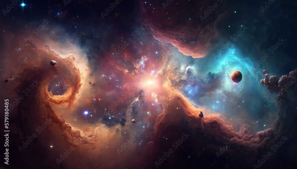 A view from space to a galaxy - Stars and nebula in space - Space wallpaper - Generative AI A view from space to a galaxy - Stars and nebula in space - Space wallpaper - Generative AI