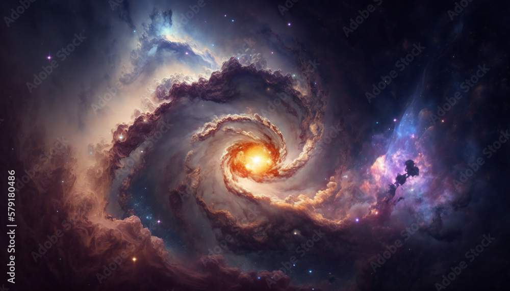 A view from space to a galaxy - Stars and nebula in space - Space wallpaper - Generative AI